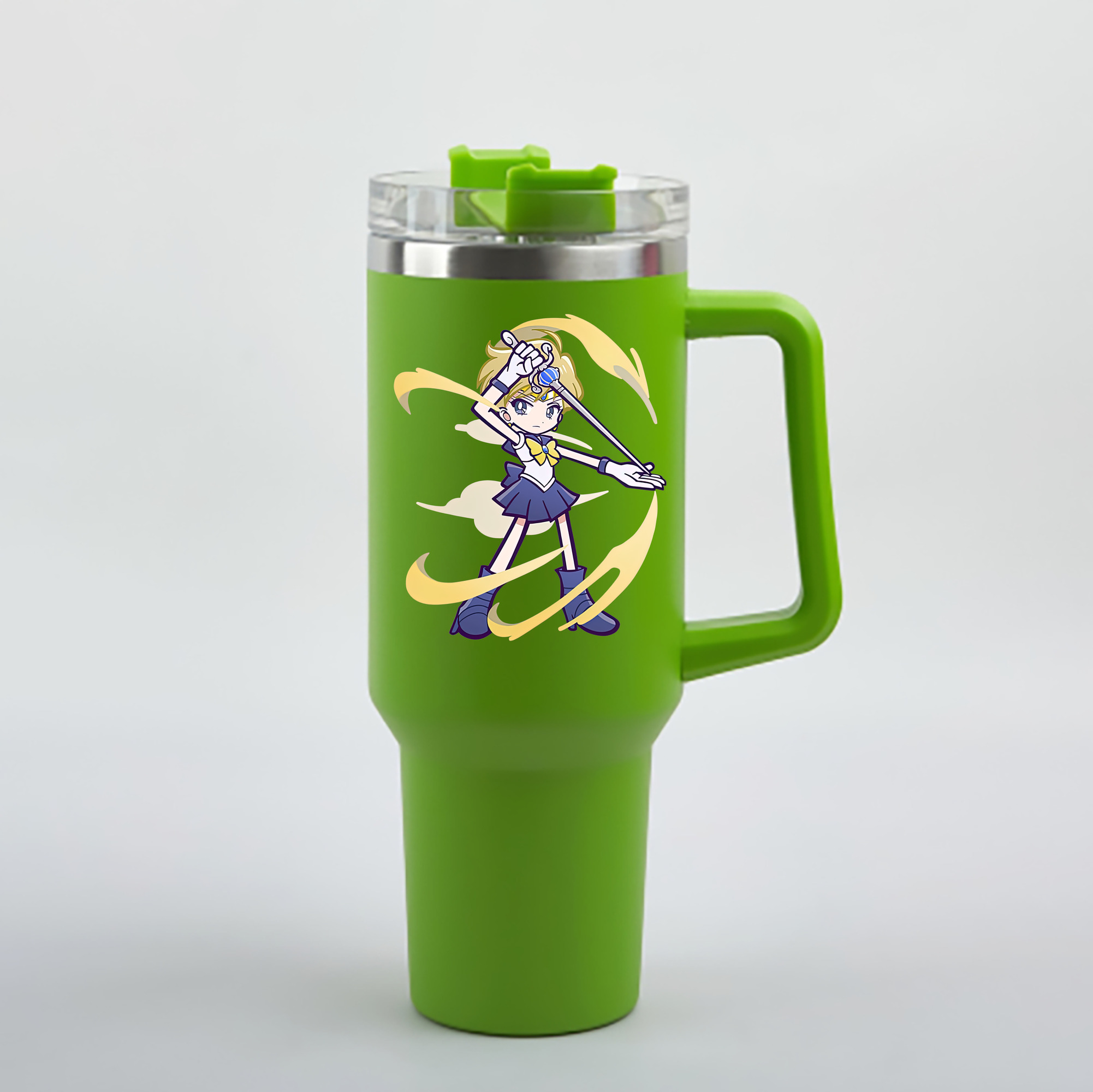 （画像用） 美少女戦士セーラームーン 天王はるか Sailor Moon Tenoh Haruka 1200mL車用タンブラー - クリスタルステッカー（プラスチックストロー付き）